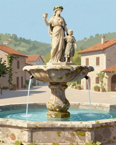 AI-generated illustration of Fontaine du Village