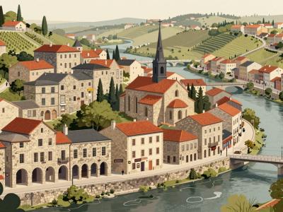 AI-generated illustration of Le Vieux Besançon (Old Town)