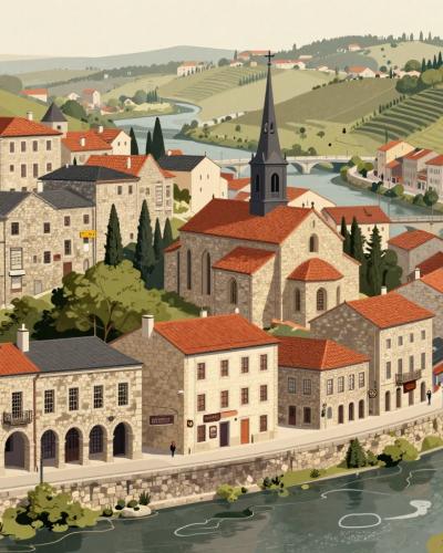 AI-generated illustration of Le Vieux Besançon (Old Town)
