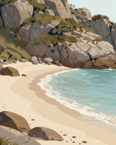 AI-generated illustration of Plage de l'Anse de Men-Blavet