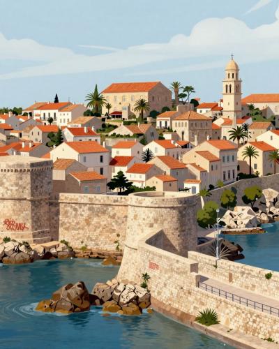 AI-generated illustration of Vieil Antibes (Old Town)