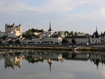 Saumur and its château reflected in the Loire, Pays de la Loire