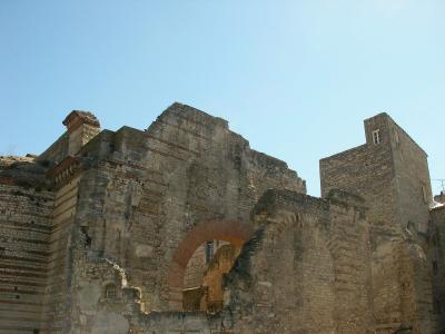 The ruined walls of the Thermes de Constantin in Arles