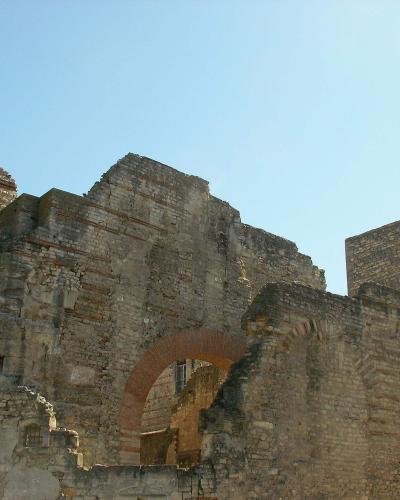 The ruined walls of the Thermes de Constantin in Arles