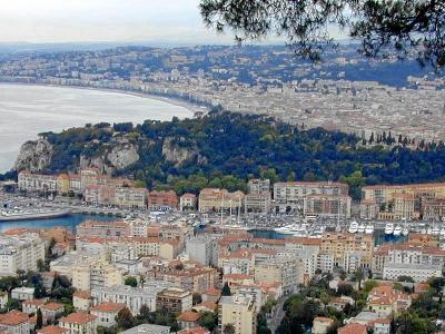 Nice's port and the Baie des Anges seen from the Colline du Château