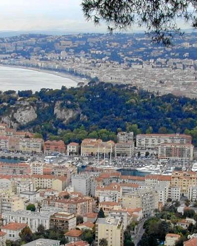 Nice's port and the Baie des Anges seen from the Colline du Château
