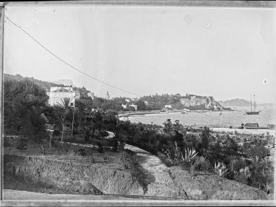 Vintage view of Toulon's coast showing Fort Balaguier near the Tamaris peninsula.