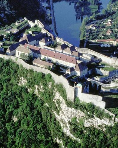 The Vauban citadel of Besançon above a loop of the Doubs
