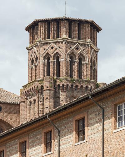 Octagonal Gothic brick bell tower of the Musee des Augustins, Toulouse.