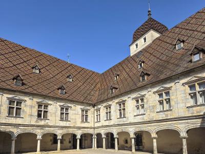 The Renaissance courtyard of Palais Granvelle, home of the Musée du Temps in Besançon
