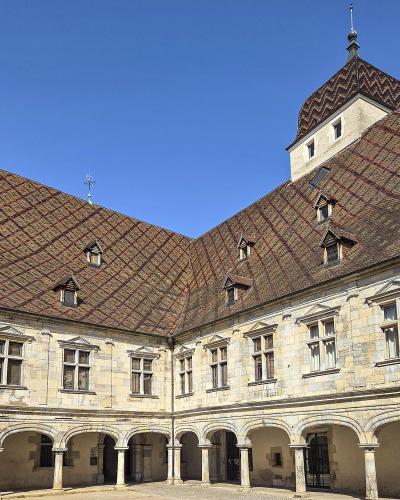 The Renaissance courtyard of Palais Granvelle, home of the Musée du Temps in Besançon
