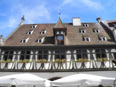 The half-timbered Halle aux Blés on Obernai market square