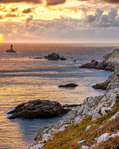 Sunset over the Pointe du Raz and the La Vieille lighthouse