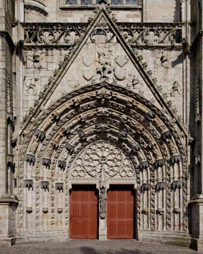 The west portal of Saint-Corentin cathedral in Quimper