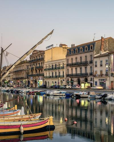 Fishing boats along the canal in Sète