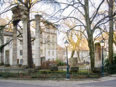 Roman columns among the trees of Square Castan, Besançon